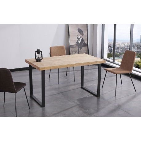 Mesa comedor fija Natural roble nordish/negro