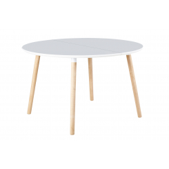 Mesa comedor redonda extensible Nordika 100 blanco/haya