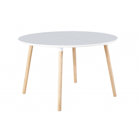 Mesa comedor redonda extensible Nordika 100 blanco/haya