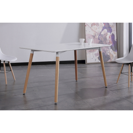 Mesa comedor fija Nordika 140 blanco/haya