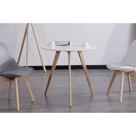 Mesa redonda Nordika blanco/haya